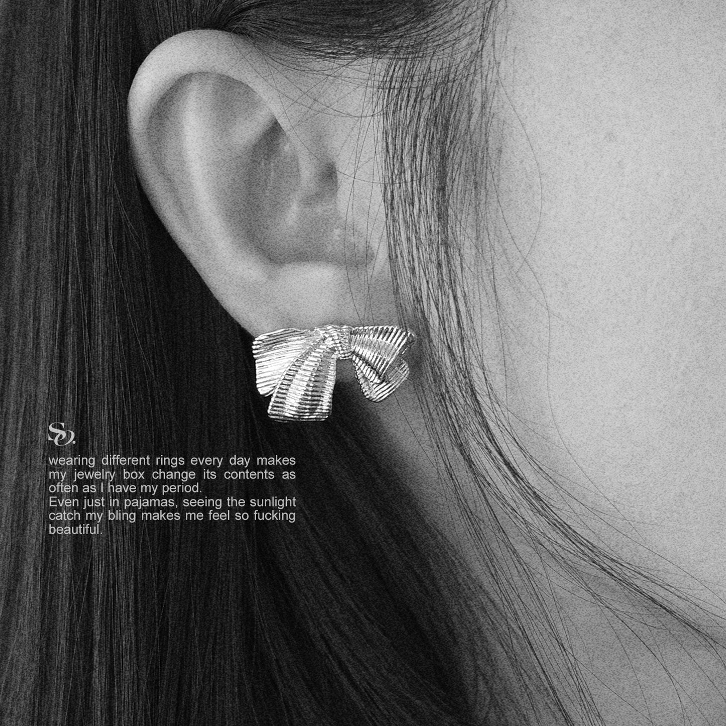 Silver bow earrings