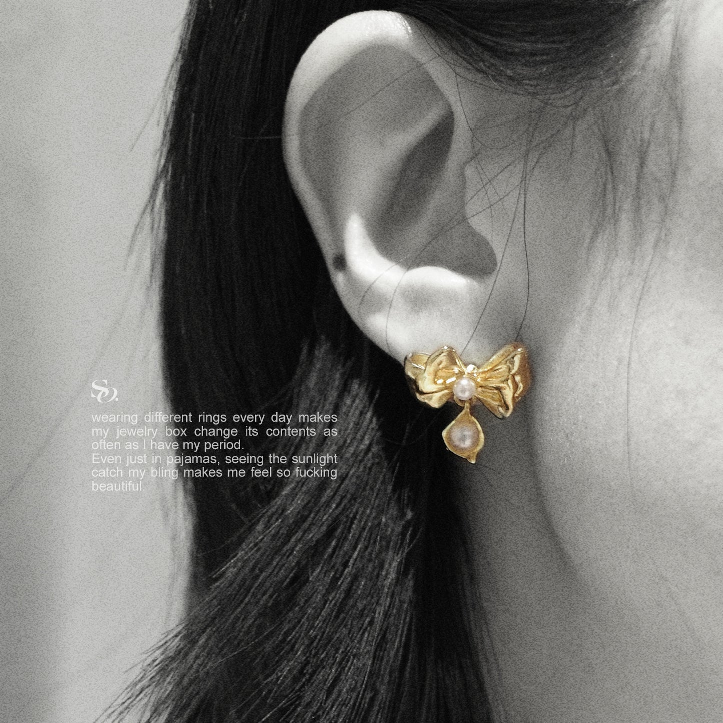 Butterfly pearl earrings