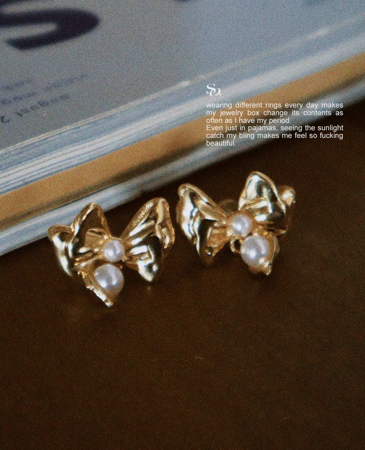 Butterfly pearl earrings