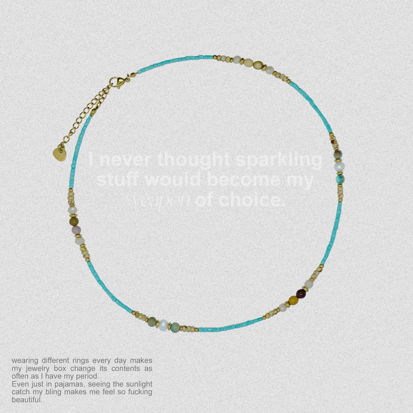 Half blue floral necklace