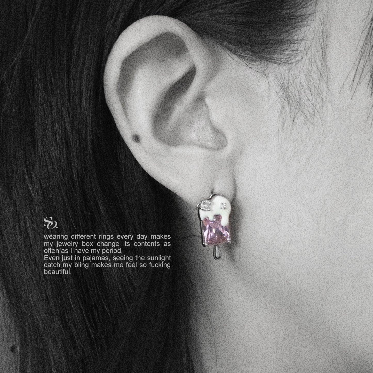 Diamond ice cream earrings