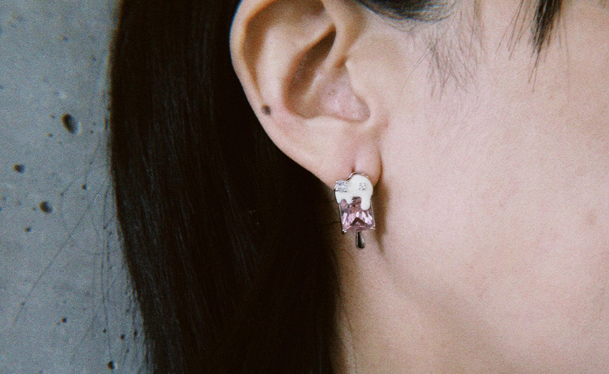 Diamond ice cream earrings